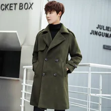 Мужской Тренч, зима, Бизнес Стиль, Повседневный, длинный Тренч, мужской, Корейская версия, тонкий, мужской, длинный, мягкий, черный, пальто для мужчин