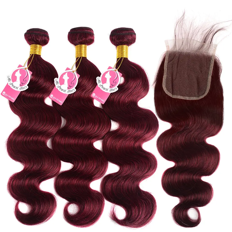 Alipearl 99j Bundles With Closure Brazilian Hair Weave Bundles Burgundy Body Wave 3 Bundles With Closure Remy Hair Extensions 3 4 Bundles With Closure Aliexpress
