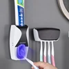 Dispensador automático de pasta de dientes, 5 soportes para cepillos de dientes, escurridor, estantes de baño, accesorios de baño ► Foto 1/6