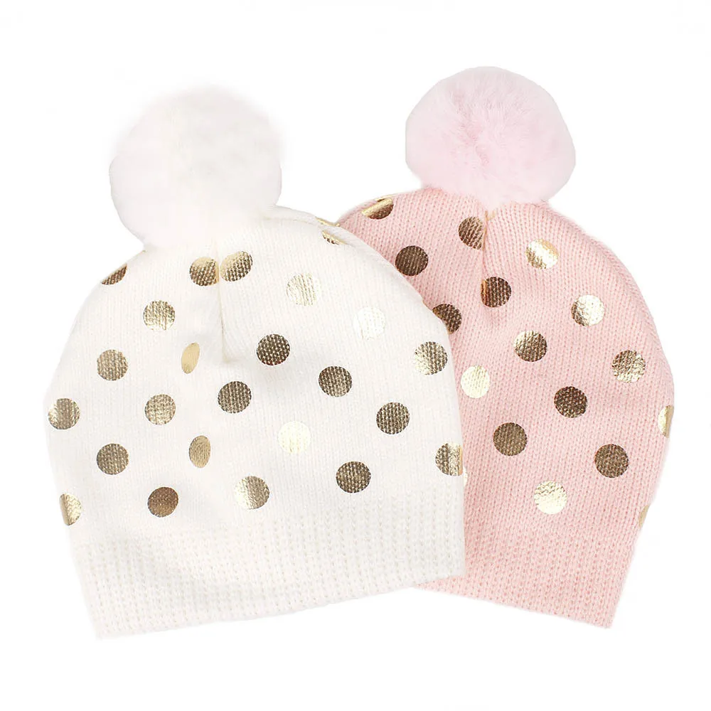  Baby Hats kids bronzing polka dot knitted hat pullover Toddler Infant  Boys Girls Headgear Hat Baby Newborn