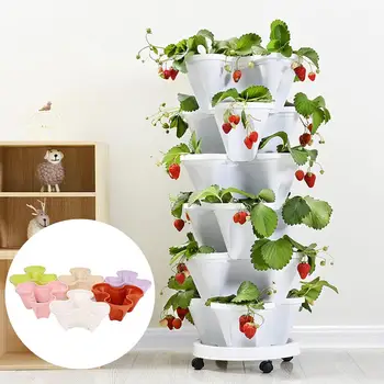 

Plastic Stackable Vertical Flower Plant Pot Seedling Holder Garden Planter Decor Suitable for growing strawberry, herbs, flowers