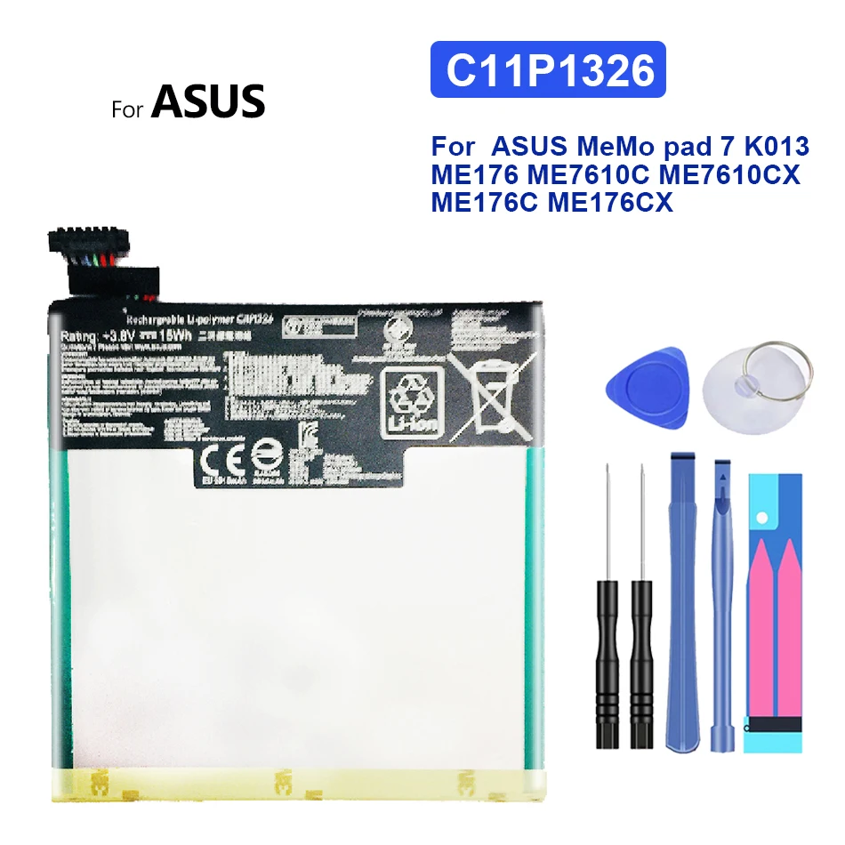 Сменный аккумулятор C11P1326 для ASUS MeMo pad 7 K013 ME176 ME7610C ME7610CX ME176C ME176CX 3910 мАч с трековым