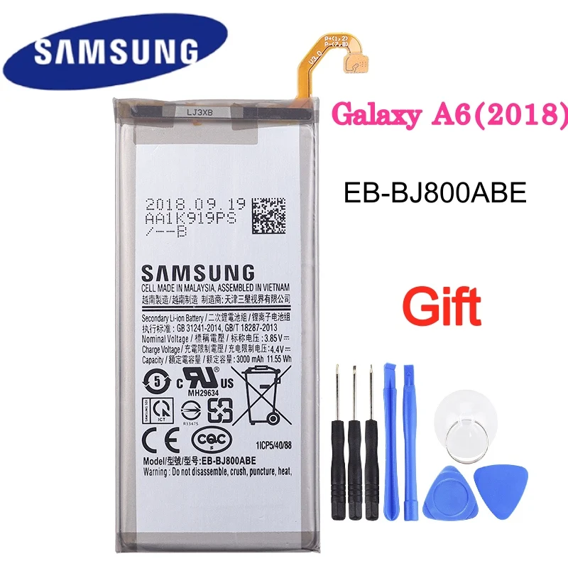 Оригинальный аккумулятор Samsung 3000 мАч для Galaxy A6 (2018) EB BJ800ABE A600F J6 J600F|Аккумуляторы