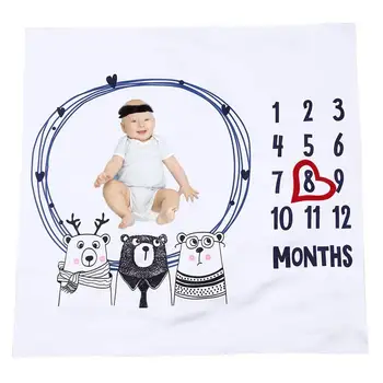 

Monthly Milestone Blanket For Newborn Babies 0-12 Months Photography Backdrop Photo Prop Bonus Frame