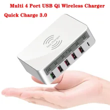 10 Вт мульти 4 порта USB Qi Беспроводное зарядное устройство для Iphone X XS samsung lcd Быстрая зарядка 3,0 быстрая Беспроводная зарядка Cargador Movil