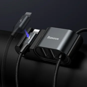

BASEUS Back Seat Car Mounted Charger Car Car Charger One plus Two Cigarette Lighter Plug USB Multi-functional Car Fast Charge