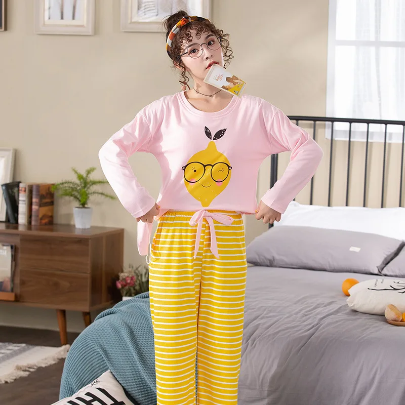 

[With Chest Pad] Pajamas Women's Autumn Long Sleeve Pure Cotton Korean-style Wear Free Bra Tracksuit Piece Send Eye Patch