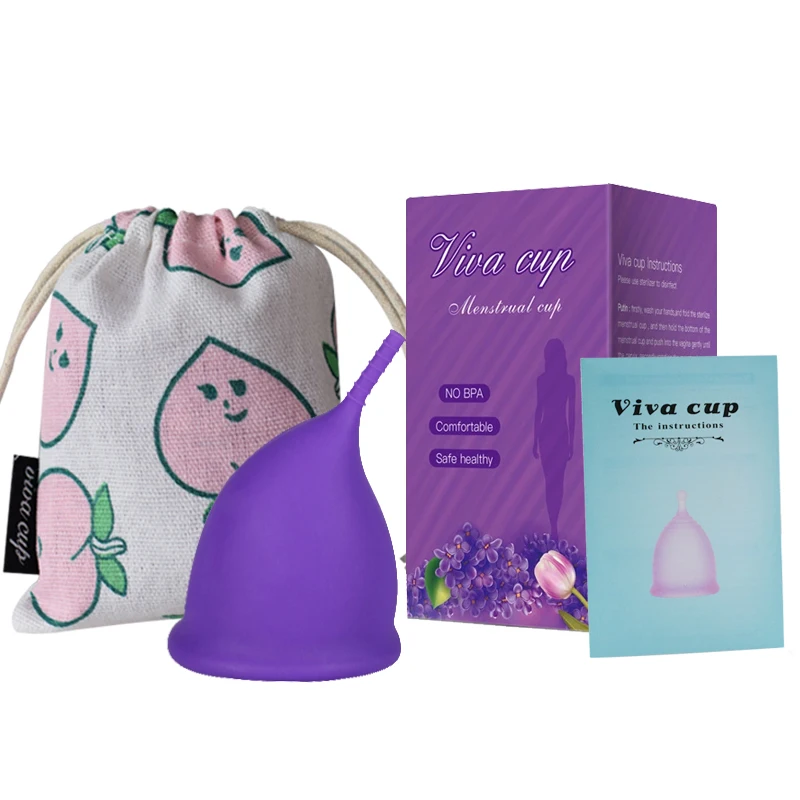 

1Set Medical Grade Silicone Menstrual Cup Nontoxic Feminine Hygiene Menstrual Cup Reusable Women Cup Pink Purple