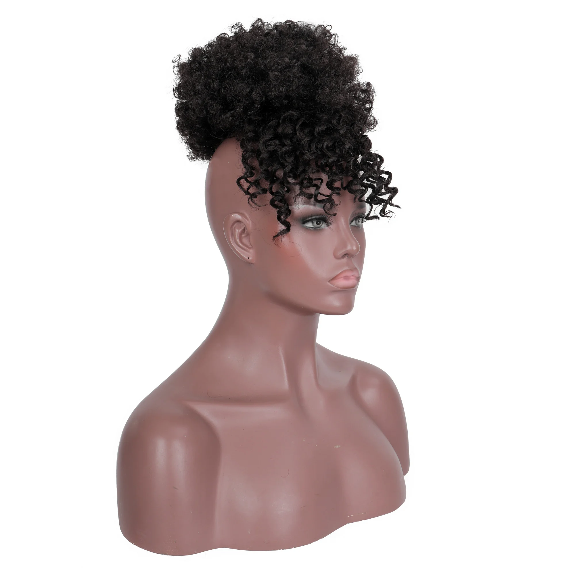 XUANGUANG Curly Hair High Ponytail Synthetic Hair Extension African Curly Ponytail And Bangs Short Parcel Clip Seven Colors