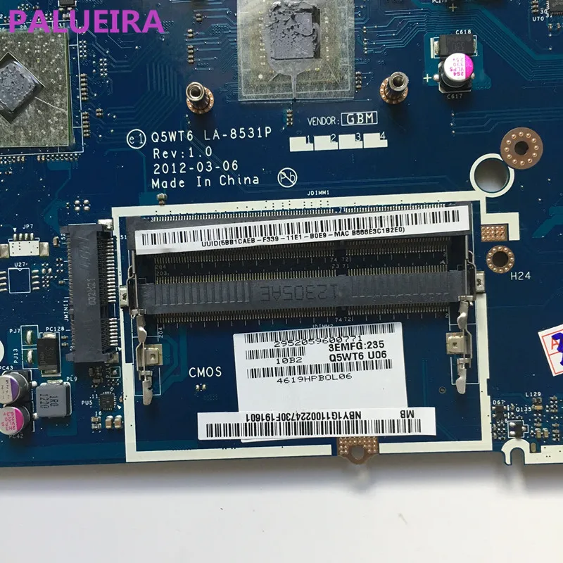 PALUBEIRA ноутбук материнская плата для Acer Packard E1-521 TE11BZ NBY1G11001 Q5WT6 LA-8531P основной платы ddr3 с Процессор протестированы