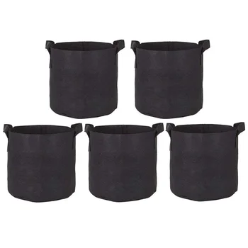 

5 Pieces of Plant Nursery Seedling Growth Bag Environmental Protection Portable Water Absorption Breathable Black