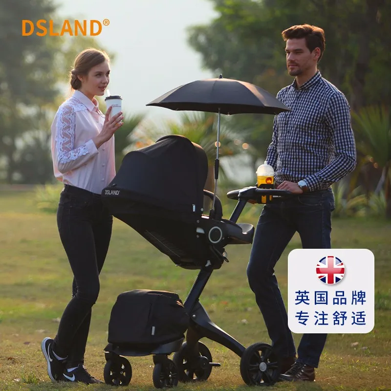 DSLAND Роскошная прогулочная коляска с высоким пейзажем, может лежать, светильник, Складывающийся, для детей от 0 до 4 лет