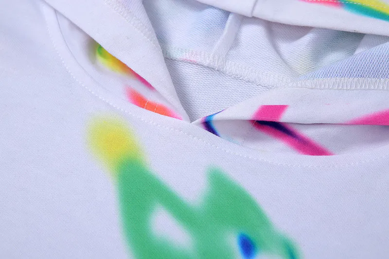 Joskaa, длинный рукав, с капюшоном, с принтом tie dye, укороченные свитшоты, Осень-зима, женская уличная одежда, сексуальные толстовки, топы