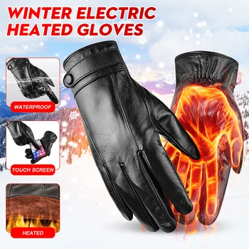

Genuine Sheepskin Leather Gloves Winter Outdoor Windproof Warm Gloves Touch Screen Full Finger Mitten Men Women Guantes