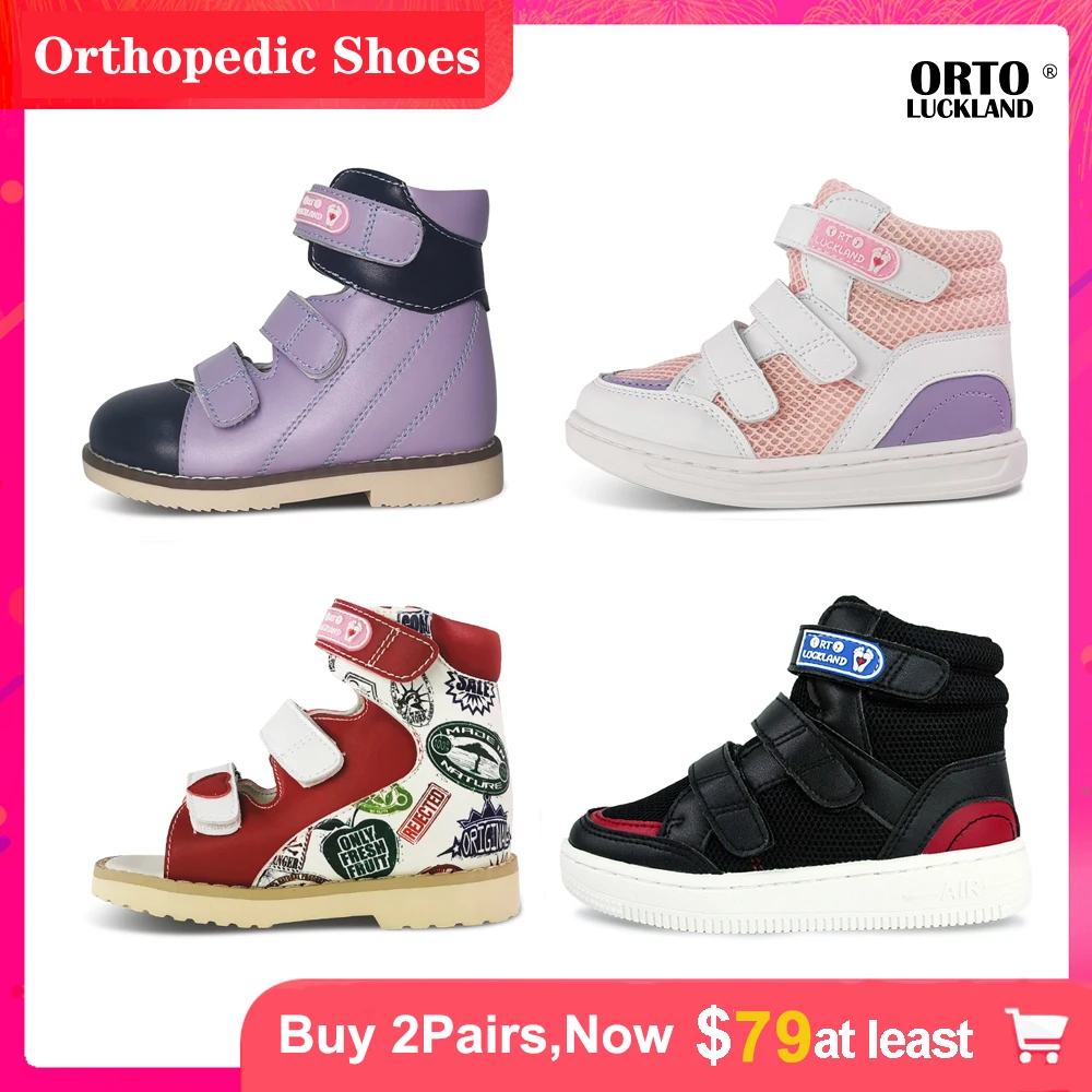 Ortoluckland Children Shoes Kids Orthopedic Mesh Leather Sneakers