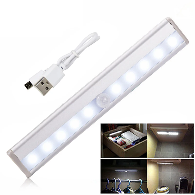 24 LED USB Rechargeable Lights Wireless PIR Motion Sensor Closet Stick-on Lamps