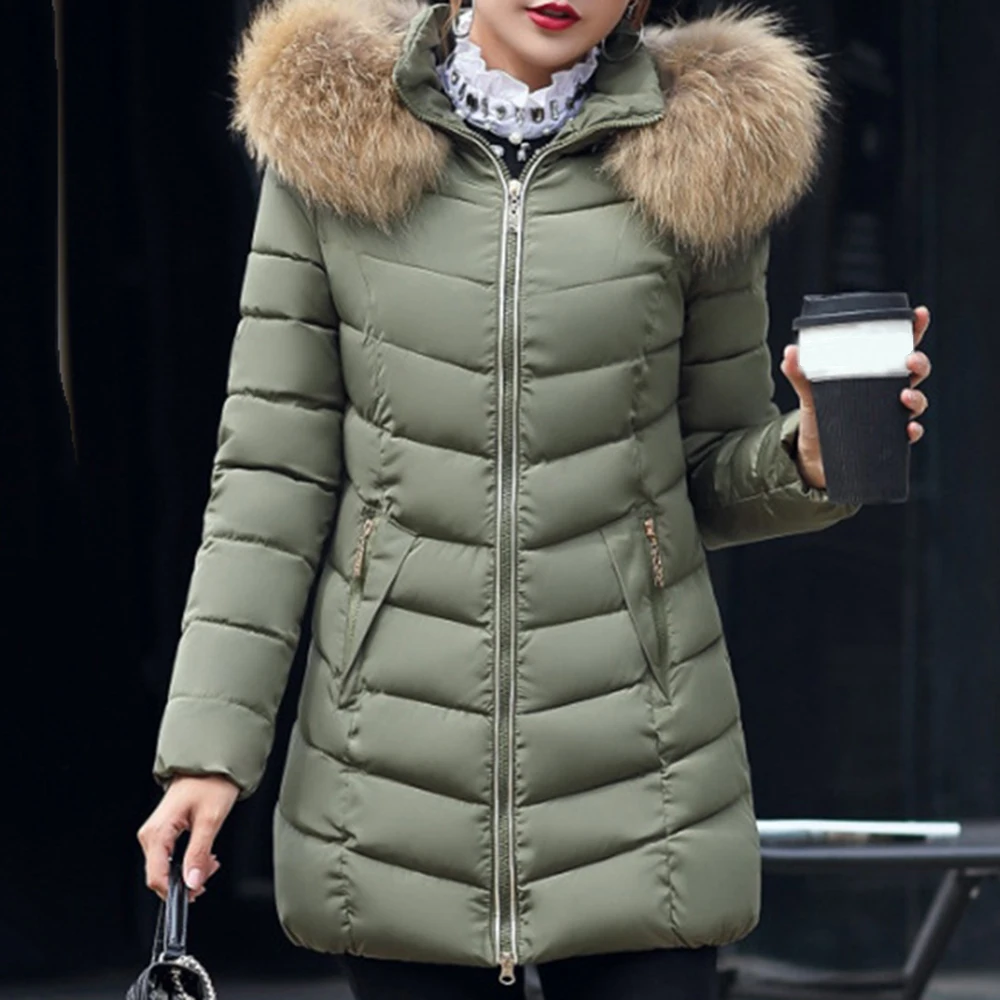 Зимняя куртка для женщин большой меховой пояс с капюшоном толстые пуховики теплая верхняя одежда женская парка толстая подкладка с хлопковой подбивкой зимние пальто