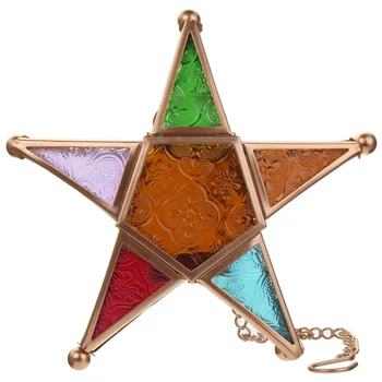 

Multicolour Glass Star Votive Tea Light Candle Holder Hanging Lighting Lantern Wedding Birthday Party Home Garden Decor