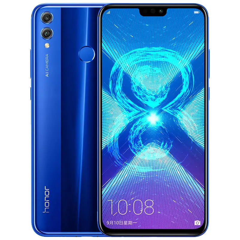 Blue HONOR 8X, мобильный телефон, 6,5 дюймов, 4 ГБ, 64 ГБ, Kirin 710, четыре ядра, Android 8,0, 3750 мАч, разблокировка отпечатков пальцев - Цвет: Blue