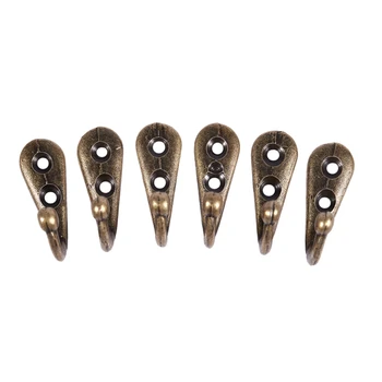 

6x Wardrobe Retro Style Wall Mounted Clothes Coat Hat Hanger Hook Bronze