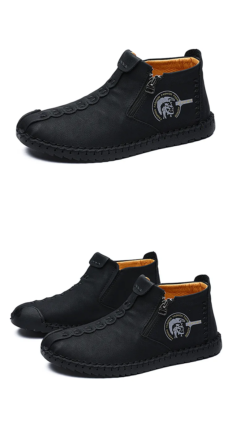 Мужская повседневная качественная кожаная обувь осенние мужские модные ботинки средней высоты в стиле ретро уличная прогулочная обувь на плоской подошве; большие размеры 38-48
