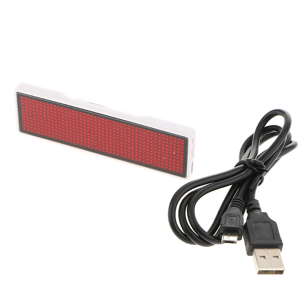 LED Name Tag Business Badge Rechargeable Nametag Card for Restaurant Party Bar Luggage Bag, Red/Blue