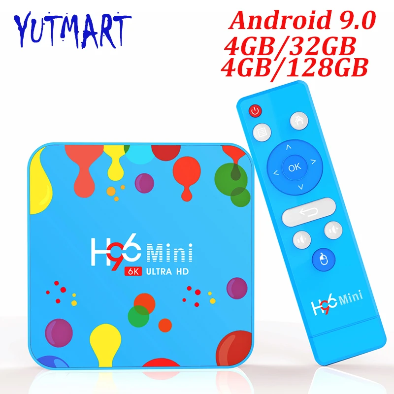 

H96 mini TV Box Android 9.0 Allwinner H6 Quad Core 4GB 128GB Support 6K 4K H.265 H96mini Smart TV Box HD Netflix Youtube 4G 32G