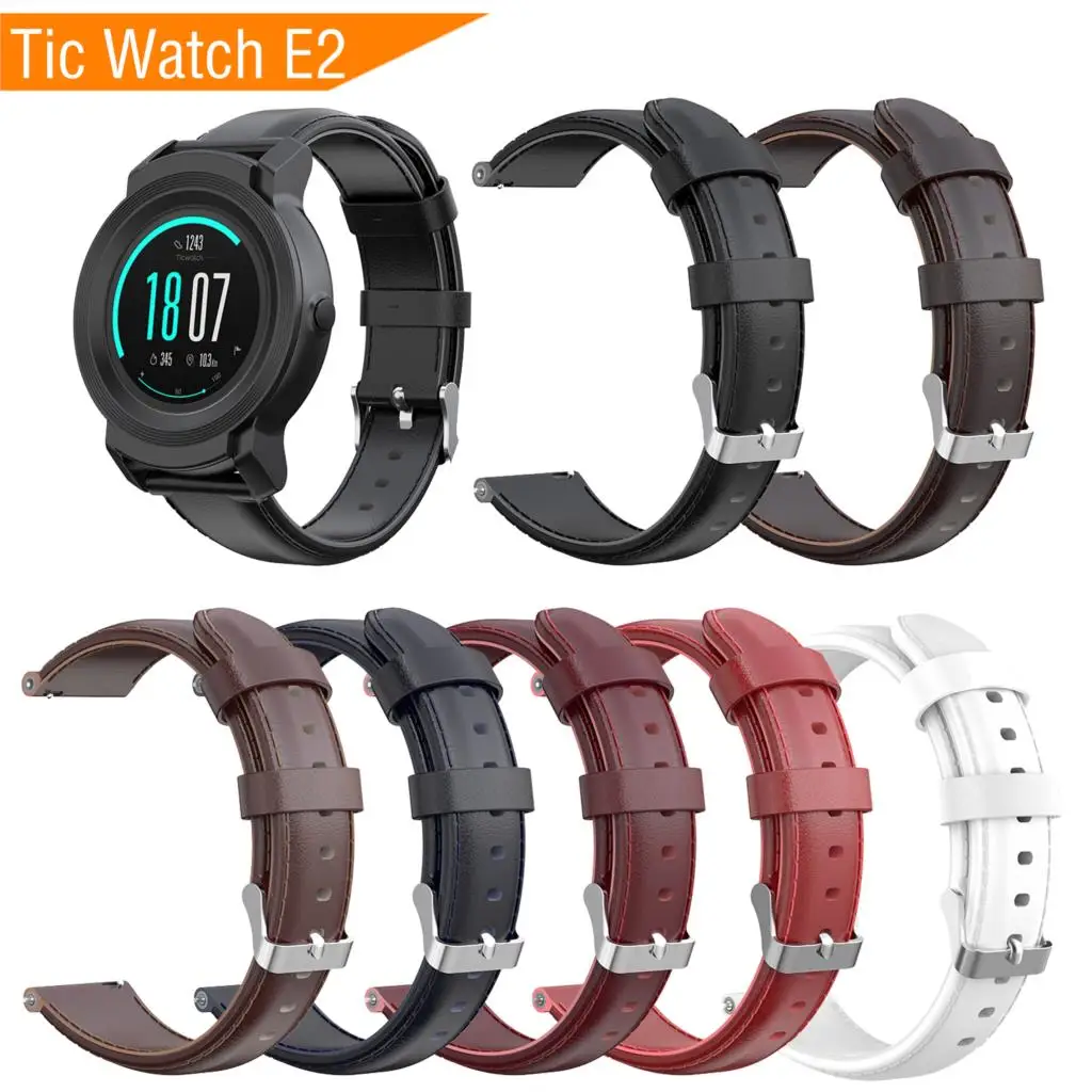 

Mijobs Leather Strap for Ticwatch Pro Band Smart Watch Genuine Leather Watchband Replacement Wrist Strap for Ticwatch Pro E2 S2