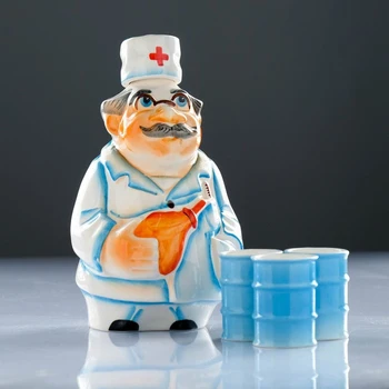 

Porcelain set: damask "Doctor", 0.5 l + 3 glasses