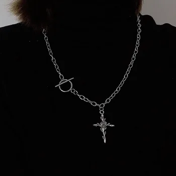 

Punk Miami Cuban Choker Necklace Steampunk Men Jewelry Vintage Big Coin Pendant Chunky Chain Necklace for Women Neck Accessories