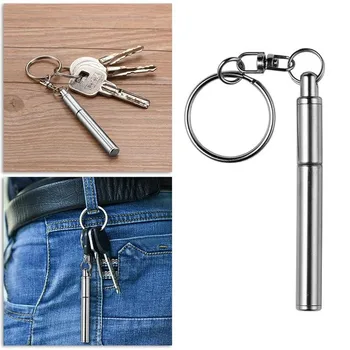

Stainless Steel Telescopic Gel Pen Keyring Telescoping Pen Tool Keychain Ball Point Pen Portable Gel Pens Stationery