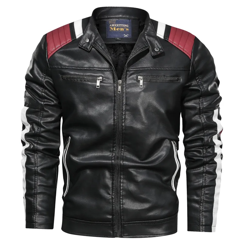 Новая осенне-зимняя мужская кожаная куртка, Повседневная модная мотоциклетная куртка со стоячим воротником, мужская кожаная куртка на молнии высокого качества для мужчин