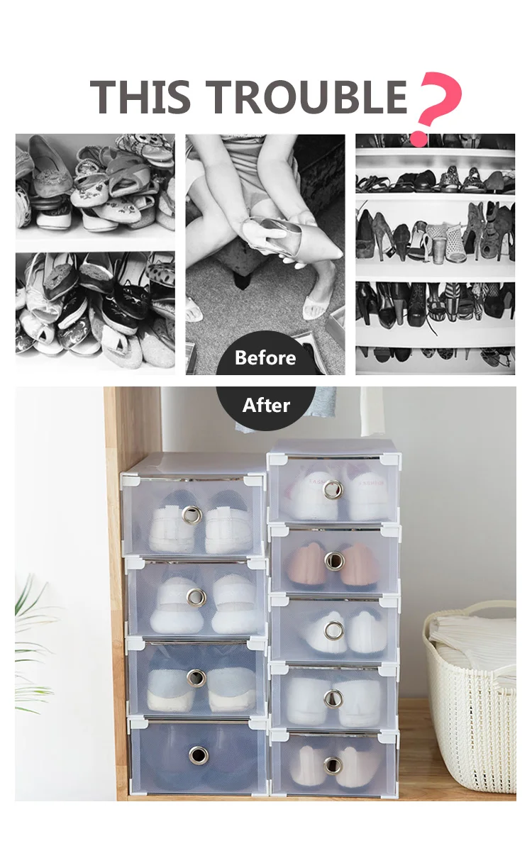 transparent drawer shoes box on 5pcs Transparent Shoe Box Dustproof Storage Box Can Be Superimposed Combination Shoe Cabinet Clamshell Men And Women Shoe Box Storage Boxes Bins Aliexpress
