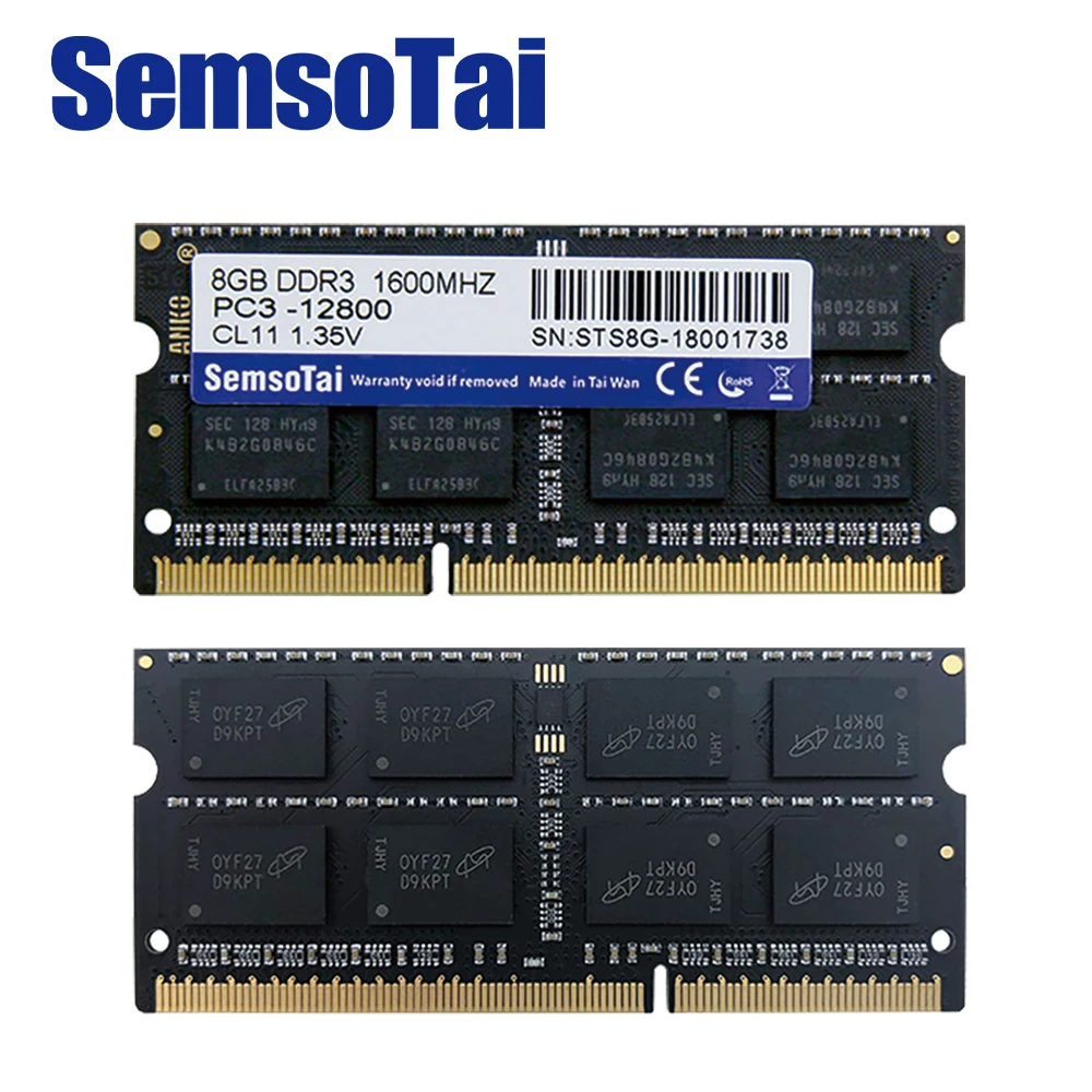 Оперативная память SemsoTai ddr3 8 Гб 1600 МГц 204Pin PC3 12800 CL = 11 1 35 в 0 ~ 85 градусов жизненная