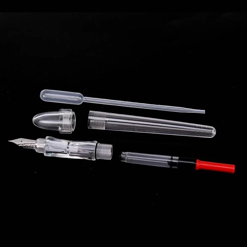 

1pc Portable Transparent High Capacity Fine Nib Fountain Pen Lightweight Gift Fountain Pen With Dropper Office Student Supplies
