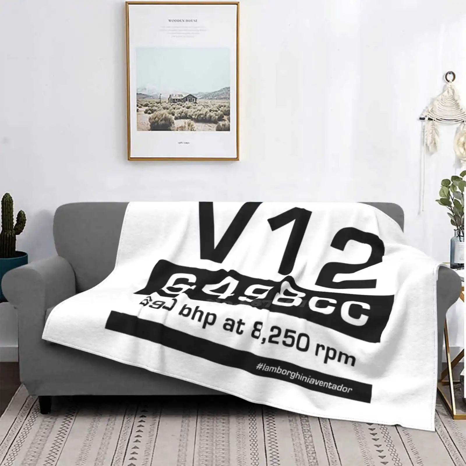 V12 Lambo Engine Ultimo Super Soft Warm Light Thin Blanket Lambo V12 Engine Car Supercar Power V8 Ador Logo