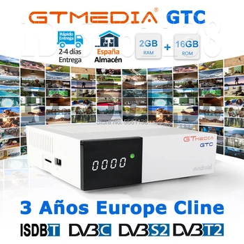 

TV Receiver GTMEDIA GTC Smart TV Box Android 6.0 4K Netflix Set top Box 2GB 16GB with 3 years Europe cccam satellite receiver