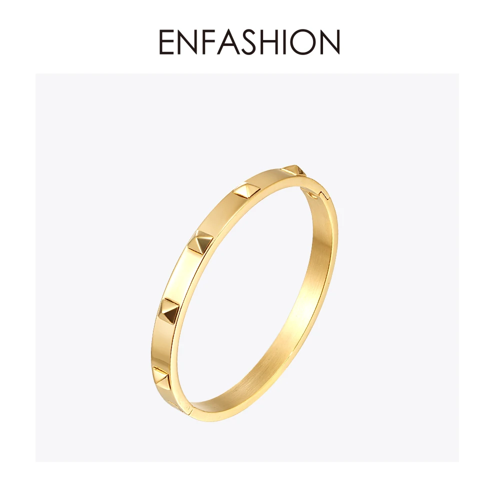 Goede Enfashion Piramide Spikes Armband Manchette Goud Kleur Roestvrij Stalen Armband Voor Vrouwen Manchet Armbanden Armbanden Pulseiras