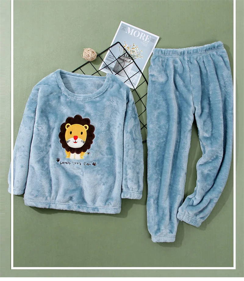 Crianças de Inverno Pijamas Terno Crianças Roupas Novos Desenhos Animados Flanela 4-10y Bebê Meninos Meninas Conjuntos 2022 6 Crianças de inverno pijamas terno crianças roupas