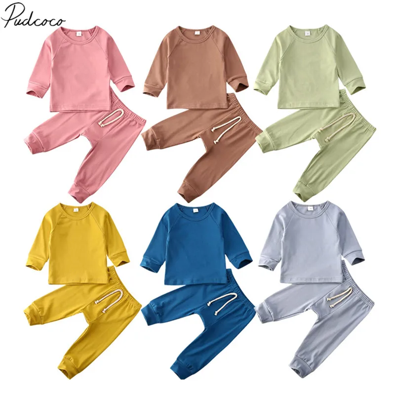 

2020 Baby Spring Autumn Clothing 2PCS Toddler Kid Baby Boy Girls Outfit 100% Cotton Clothes Long Sleeve Tops+Pants Set