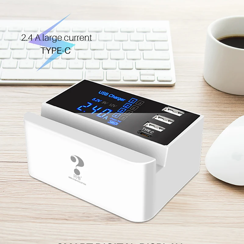Универсальное умное зарядное устройство USB Type C с 4 портами держатель для телефона