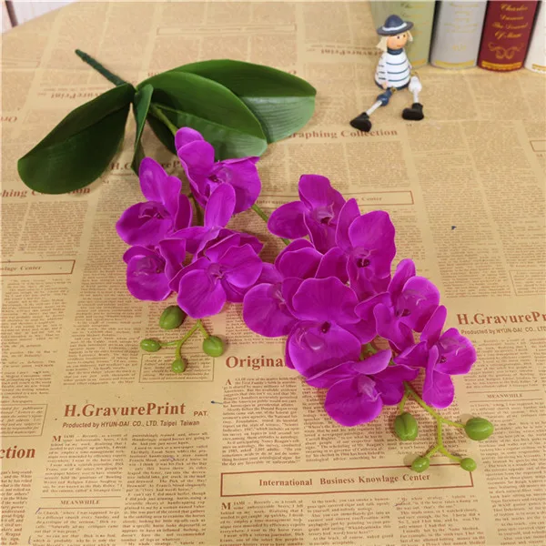 1 шт. Высокое качество DIY искусственный цветок Pu Орхидея искусственный цветок для домашнего свадебного украшения многоцветный на выбор JH72 - Цвет: JH159 dark purple