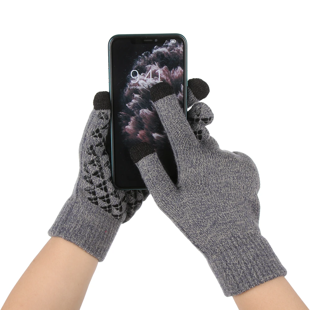Зимние теплые перчатки для сенсорного экрана, вязаные утолщенные эластичные варежки, перчатки, термостойкие повседневные перчатки с открытыми пальцами, аксессуары