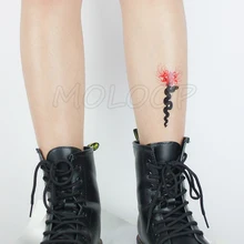 Tatuaż naklejki tymczasowy czerwony pająk wąż lilia roślin kwiat wodoodporny fałszywy tatuaż transferu wody flash tatuaż dla kobiety dziewczyna dziecko tanie tanio MOLOOP Jedna jednostka CN (pochodzenie) 10 5*6cm S tattoo sticker Zmywalny tatuaż