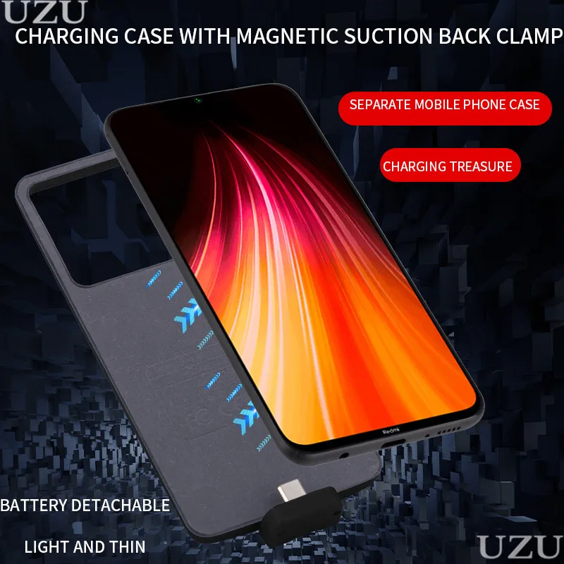 7000 мАч внешняя гибридная батарея зарядное устройство чехол для Xiaomi Redmi Note 8 Pro портативная беспроводная зарядка для Xiaomi Redmi Note 8