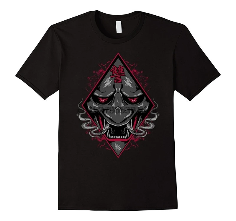 Get T Shirts Printed Men Broadcloth Short O-Neck Hannya Mask Noh Theater Demon Tattoo Shirt | Мужская одежда