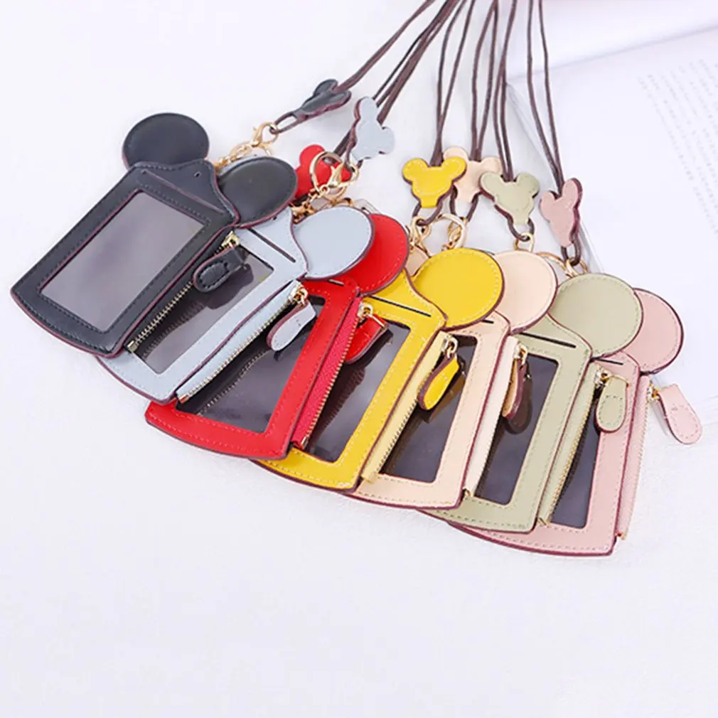Portable Size Soft PU Leather Bank Credit Card Holder Card Cover Lovely Cute Mouse Ear Shape 5