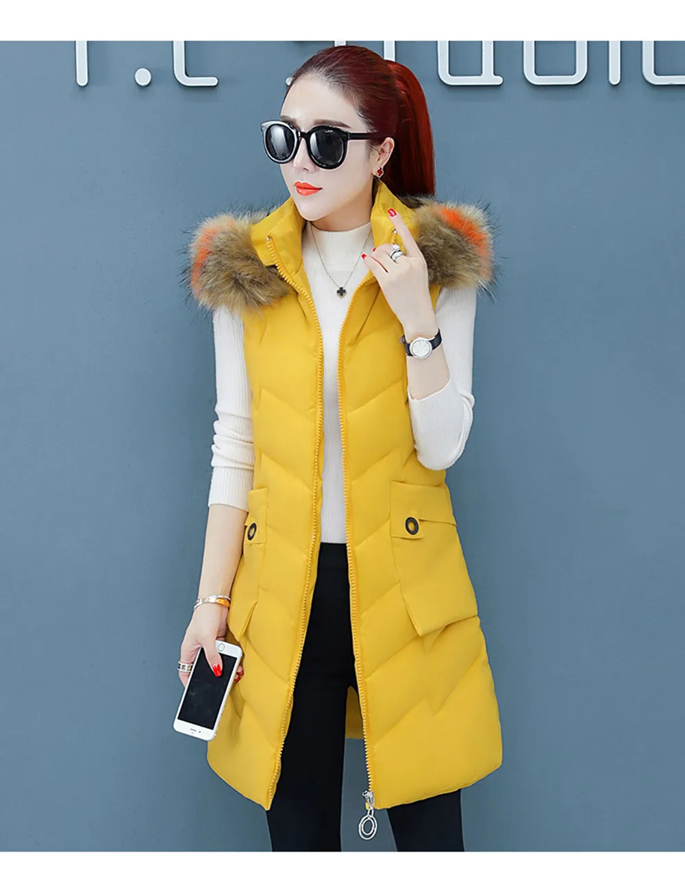 Vielleicht женский жилет зимняя куртка карманное меховое пальто с капюшоном теплые хлопчатобумажные пуховики в повседневном стиле длинный жилет женский жилет без рукавов