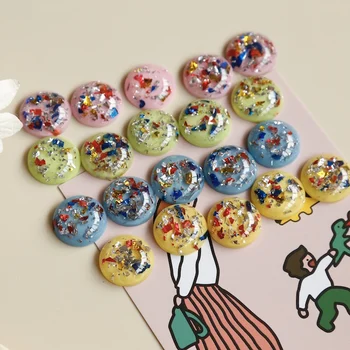 

Colorful Pieces Mixed with Vibrant Color Resin Half Pill Japanese DIY Handmade Resin Earrings Ear Stud Patch Material 10pcs