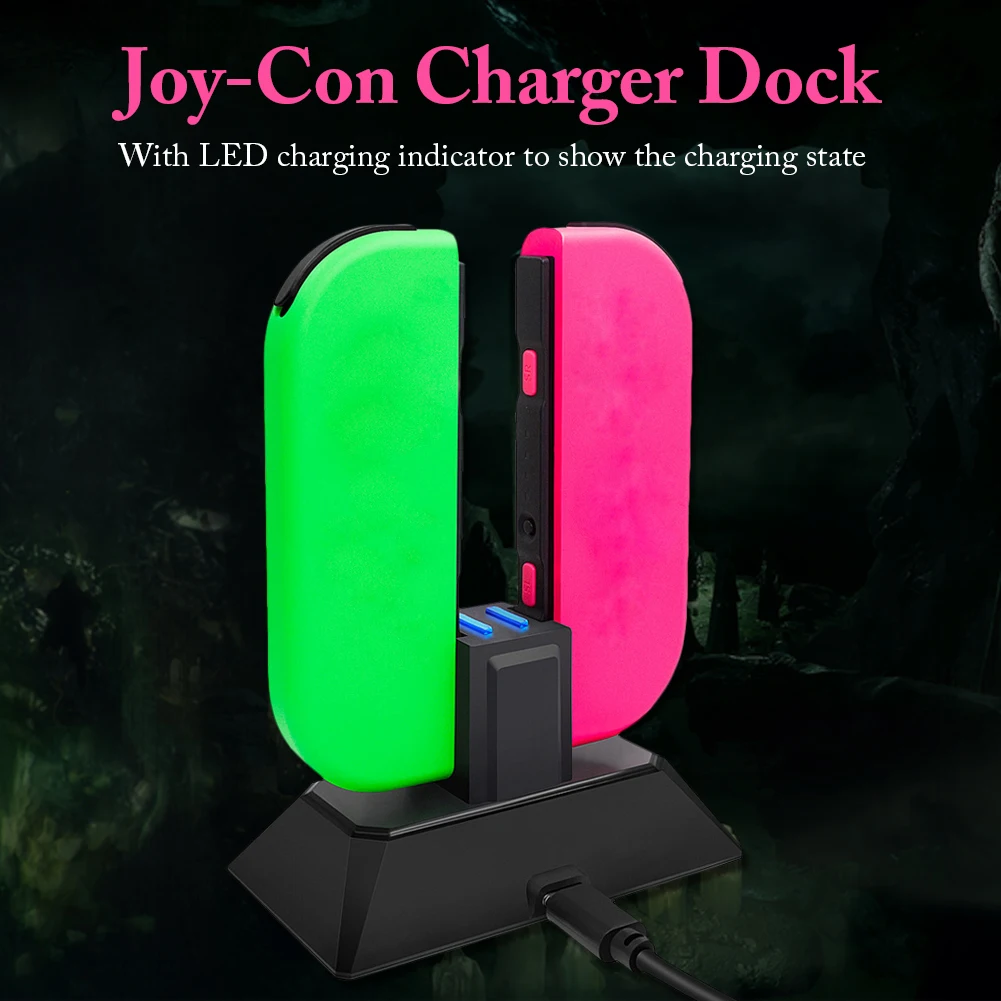 2 в 1 геймпад Зарядное устройство Док-станция для NS Switch Joy-Con& Pro геймпад контроллер зарядная подставка Тип C светодиодный зарядная док-станция Stat